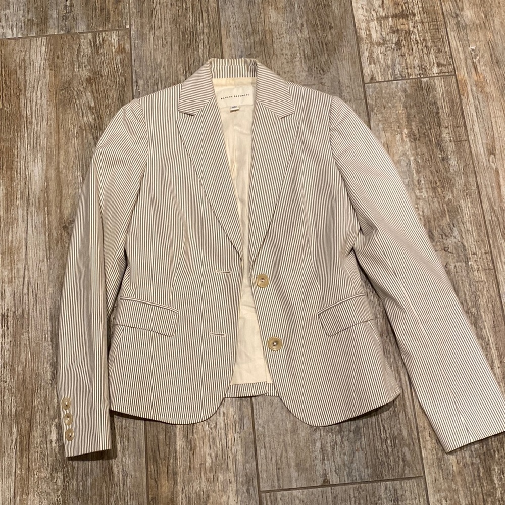 Banana Republic Striped Blazer - Cream and Black